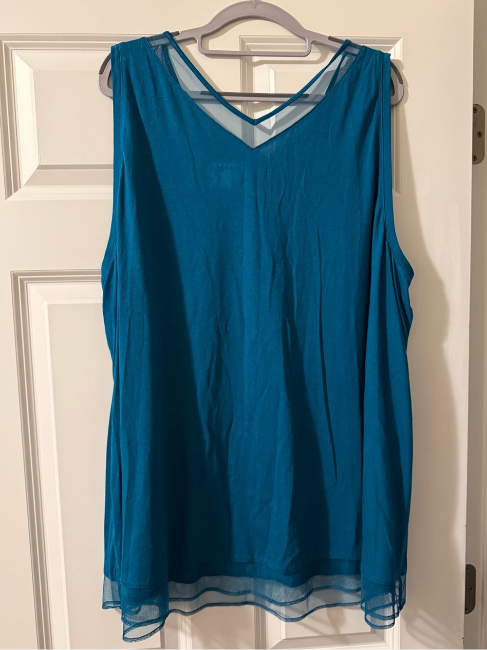 Lane Bryant V-Neck Sleeveless Mesh-Trim Tank - Picture 4 of 4